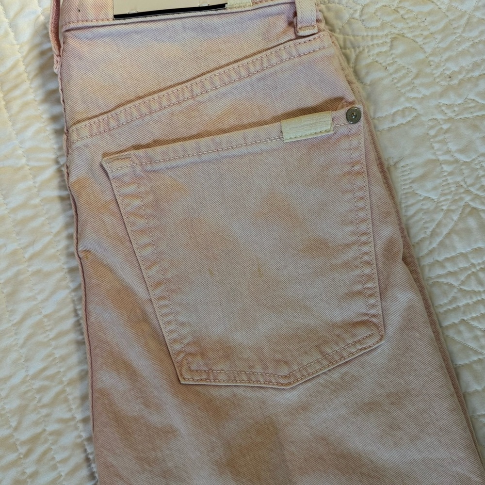 7 for all Mankind High Waist Cropped Straight Mineral Pink Jeans - Picture 8 of 12
